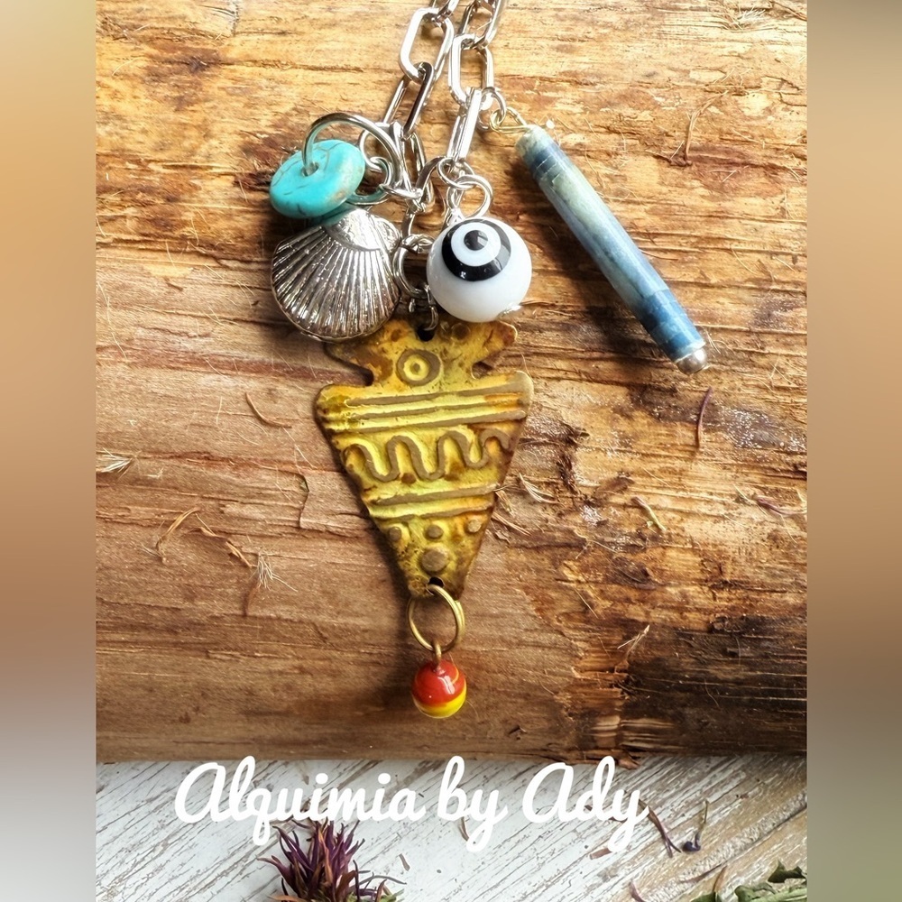 Yellow big fish charm turquoise necklace